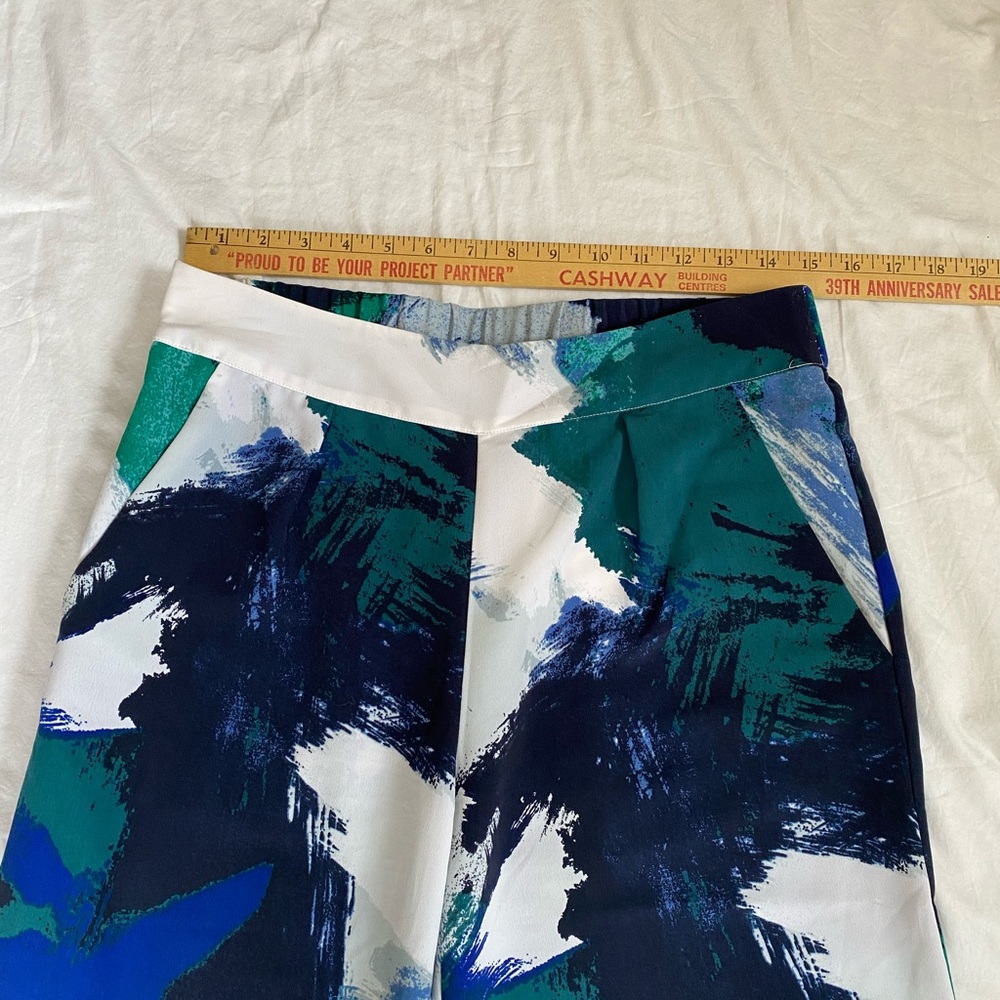H by Halston Womens Pull On Wide Leg Culottes Medium Abstract Boho Crepe Spring - Picture 5 of 11